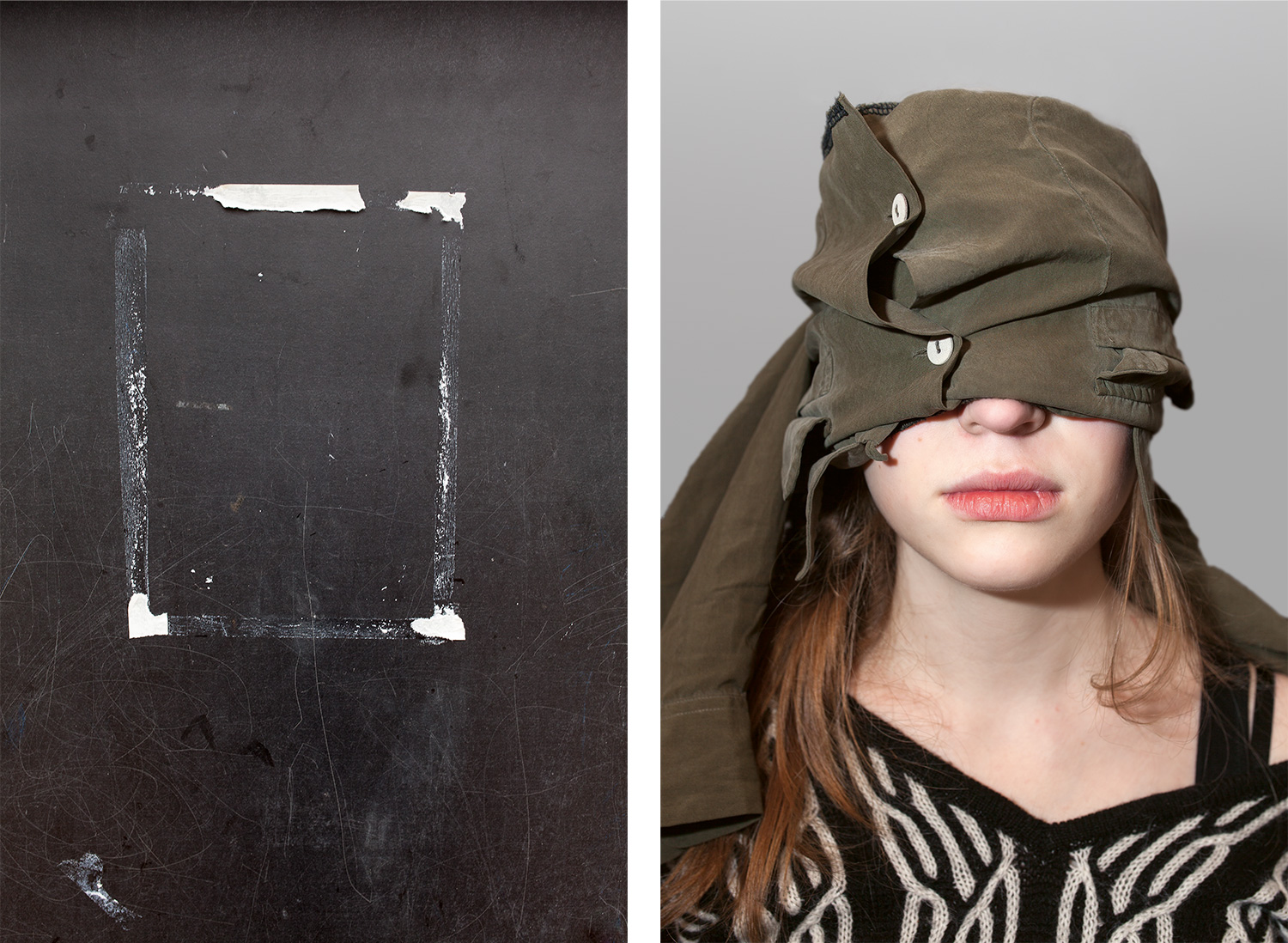 Blackboard & Girl with bandaged eyes