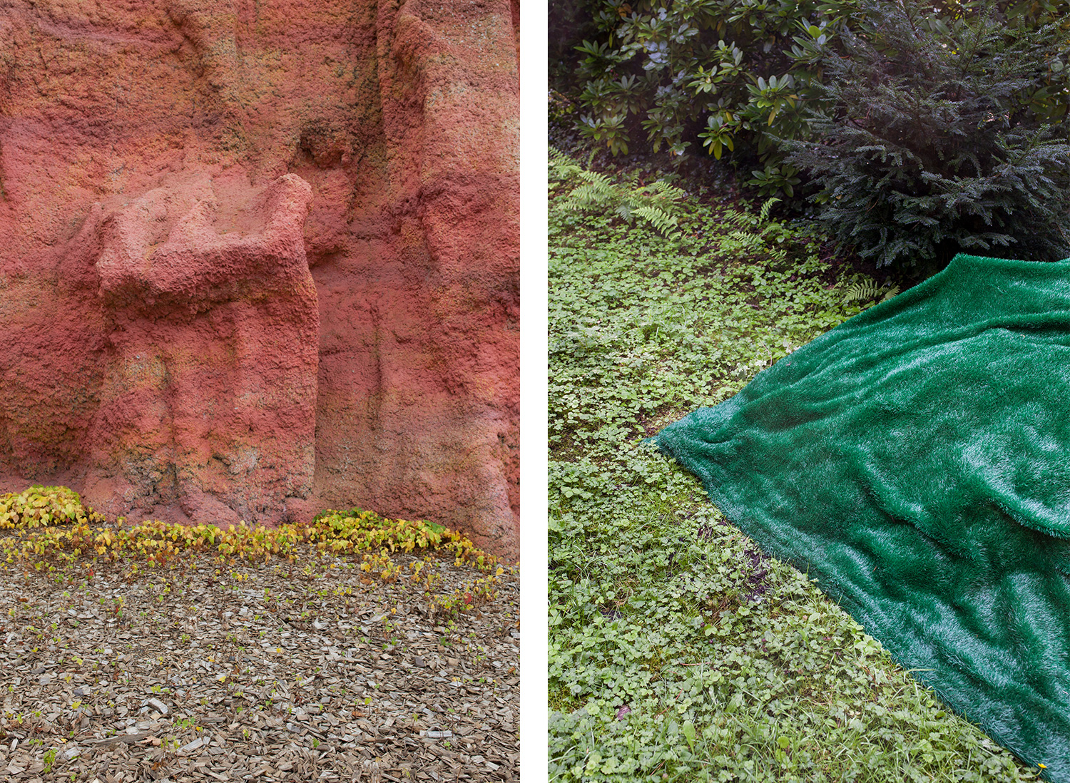 Red rock & Green fabric